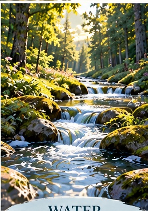 Water moving through a Riverwoods Forest setting