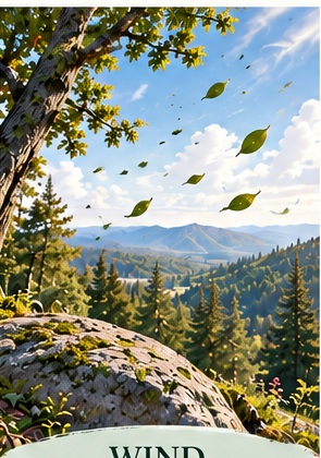Trees moving in wind within a forest